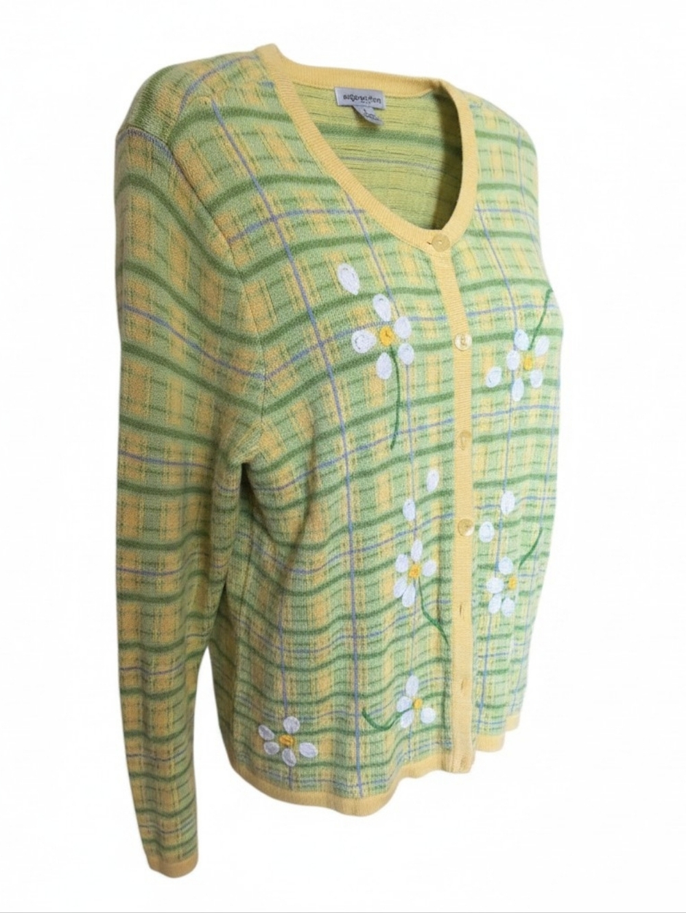 The Tog Shop Vintage-Inspired Green & Yellow Floral Cardigan Sweate
